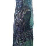 1990's Iridescent Sequin Mermaid Halter Gown, skirt side