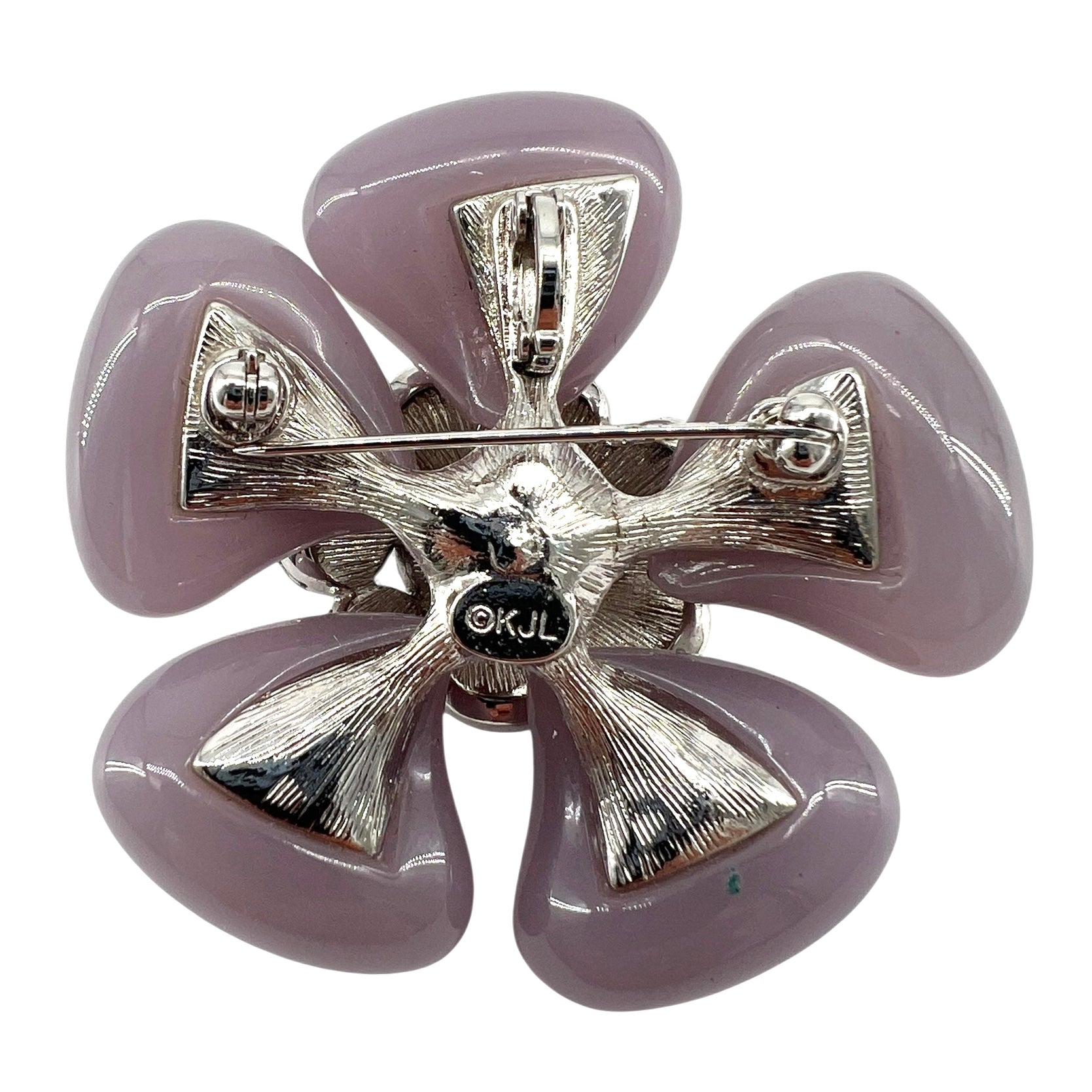Kenneth Lane 2000s KJL Faux Gem Flower Brooch, back