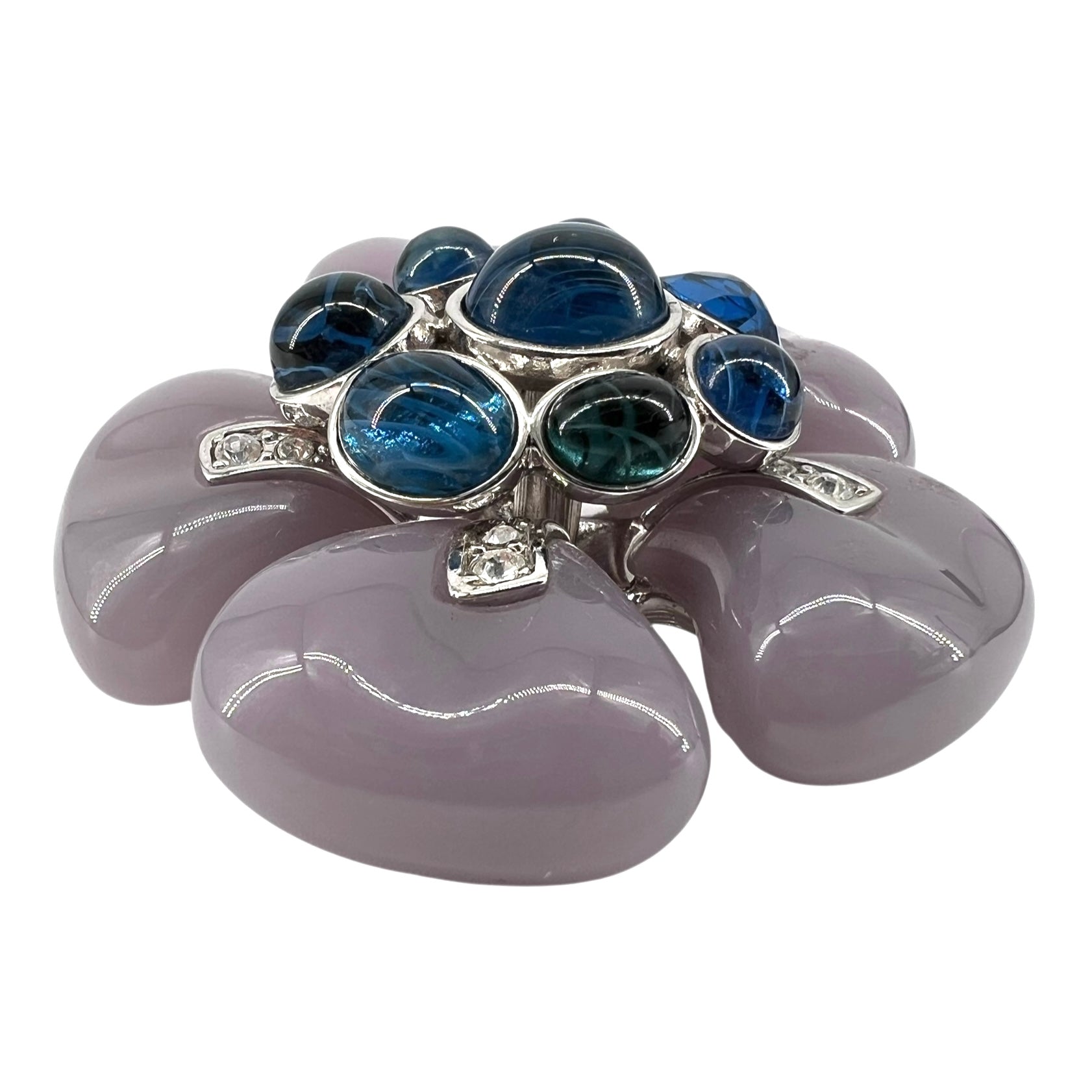Kenneth Lane 2000s KJL Faux Gem Flower Brooch, flat