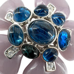 Kenneth Lane 2000s KJL Faux Gem Flower Brooch, close up