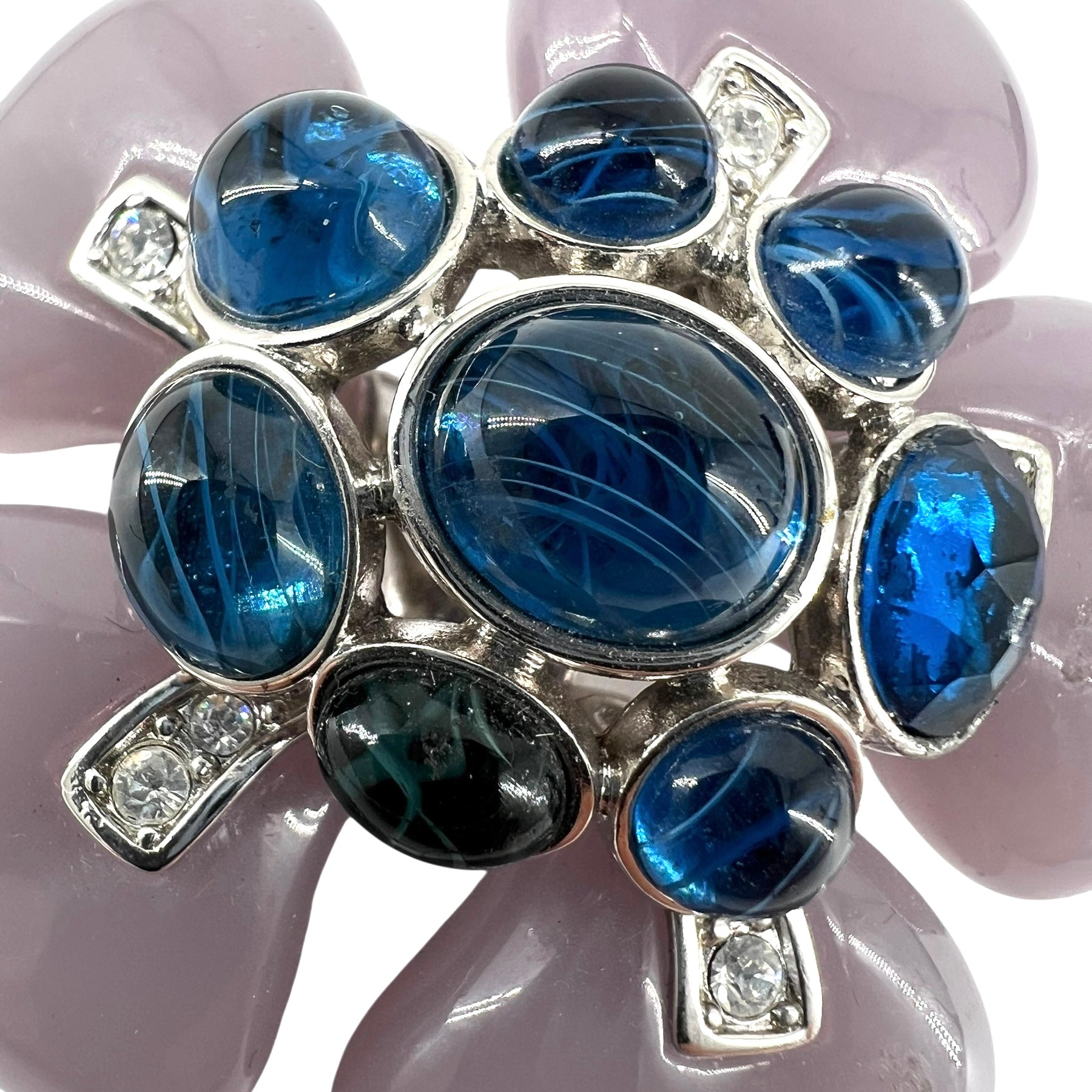Kenneth Lane 2000s KJL Faux Gem Flower Brooch, close up