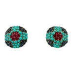 Crown Trifari 60's Demi-Parure Faux Turquoise, Ruby and Sapphire Earrings