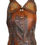 Iconic Bill Gibb 1972 A/W Leather Stenciled Vest with Bee Motif FRONT PHOTO 1 OF 6