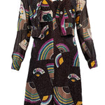 70s Lurex Glam Rainbow Dress & Jacket Ensemble ENSEMBLE FRONT 1 of 7. RBCC 