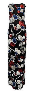  Arnold Scaasi 80s Black Strapless Gown with Red, White, & Blue Sequins FRONT 1 of 5