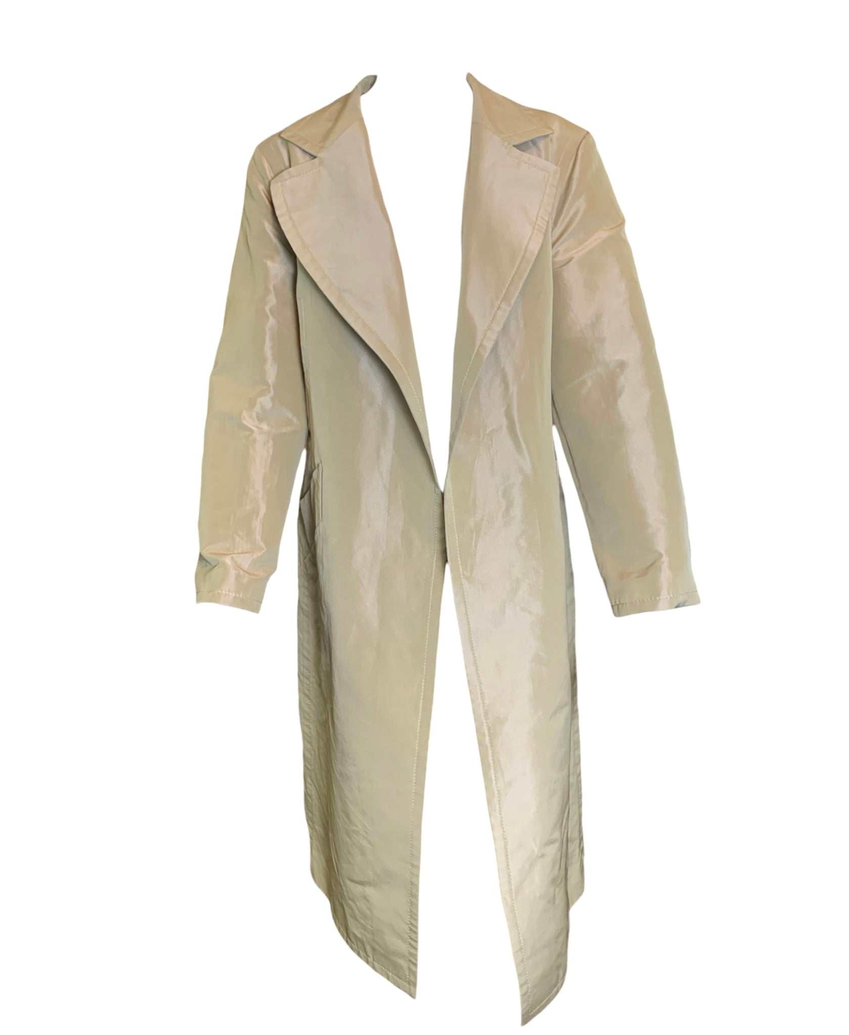 Gianfranco Ferre 1990s Sand Colored  Wrap Trench Coat OPEN FRONT 4 of 6
