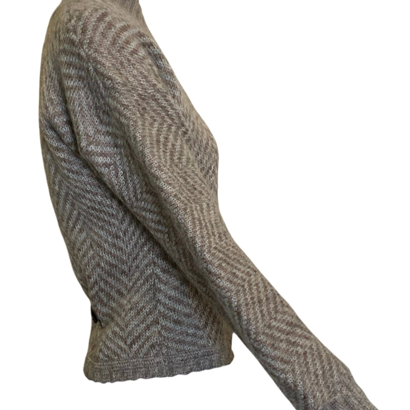 Gucci '70s Grey & Brown Chevron Alpaca Cashmere Sweater SIDE 2 of 6