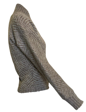 Gucci '70s Grey & Brown Chevron Alpaca Cashmere Sweater SIDE 2 of 6