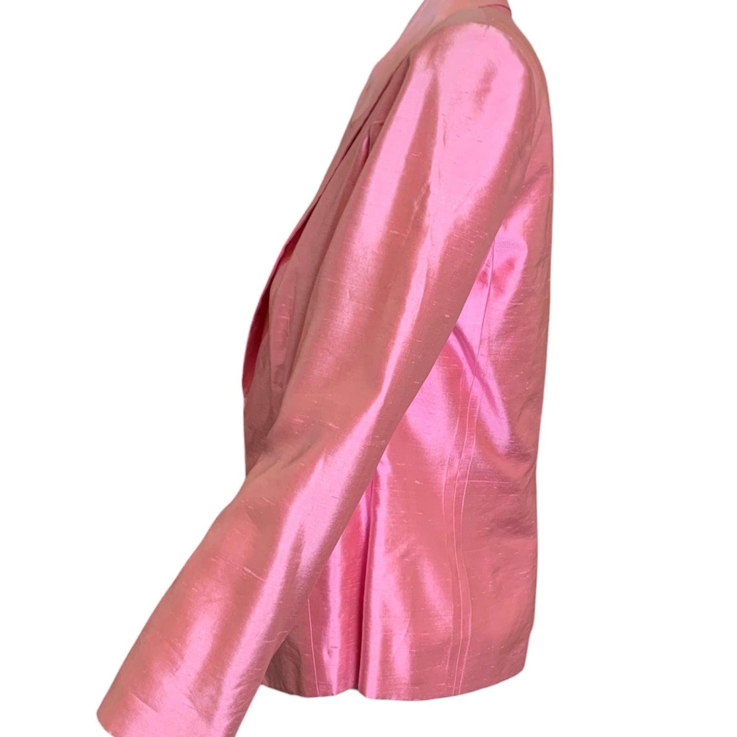  Christian Dior Early 2000s Pink Raw Silk Open Front  Jacket SIDE 2 of 5