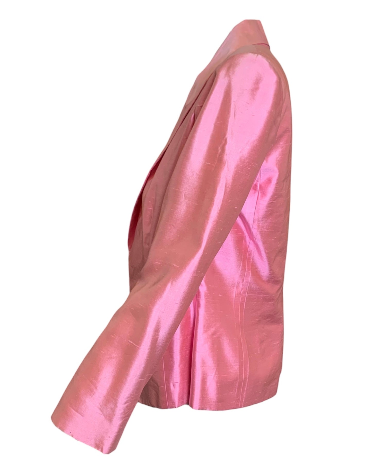  Christian Dior Early 2000s Pink Raw Silk Open Front  Jacket SIDE 2 of 5