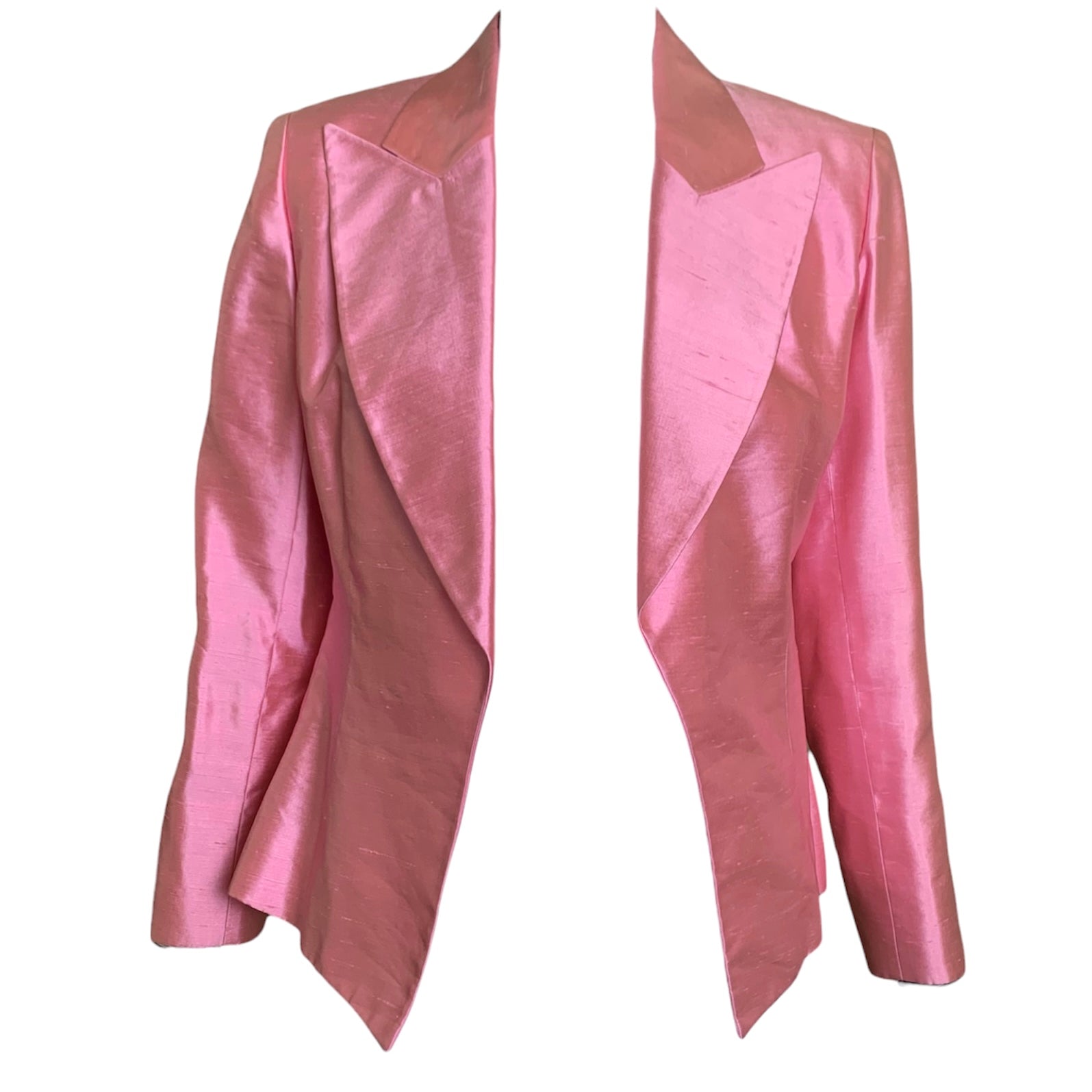  Christian Dior Early 2000s Pink Raw Silk Open Front  Jacket FRONT 1 of 5