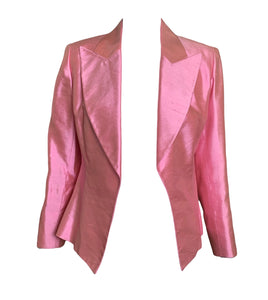  Christian Dior Early 2000s Pink Raw Silk Open Front  Jacket FRONT 1 of 5