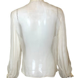 Christian Dior Sheer Cream Silk Ruffled Jabot Button Down Blouse BACK PHOTO 3 OF 5