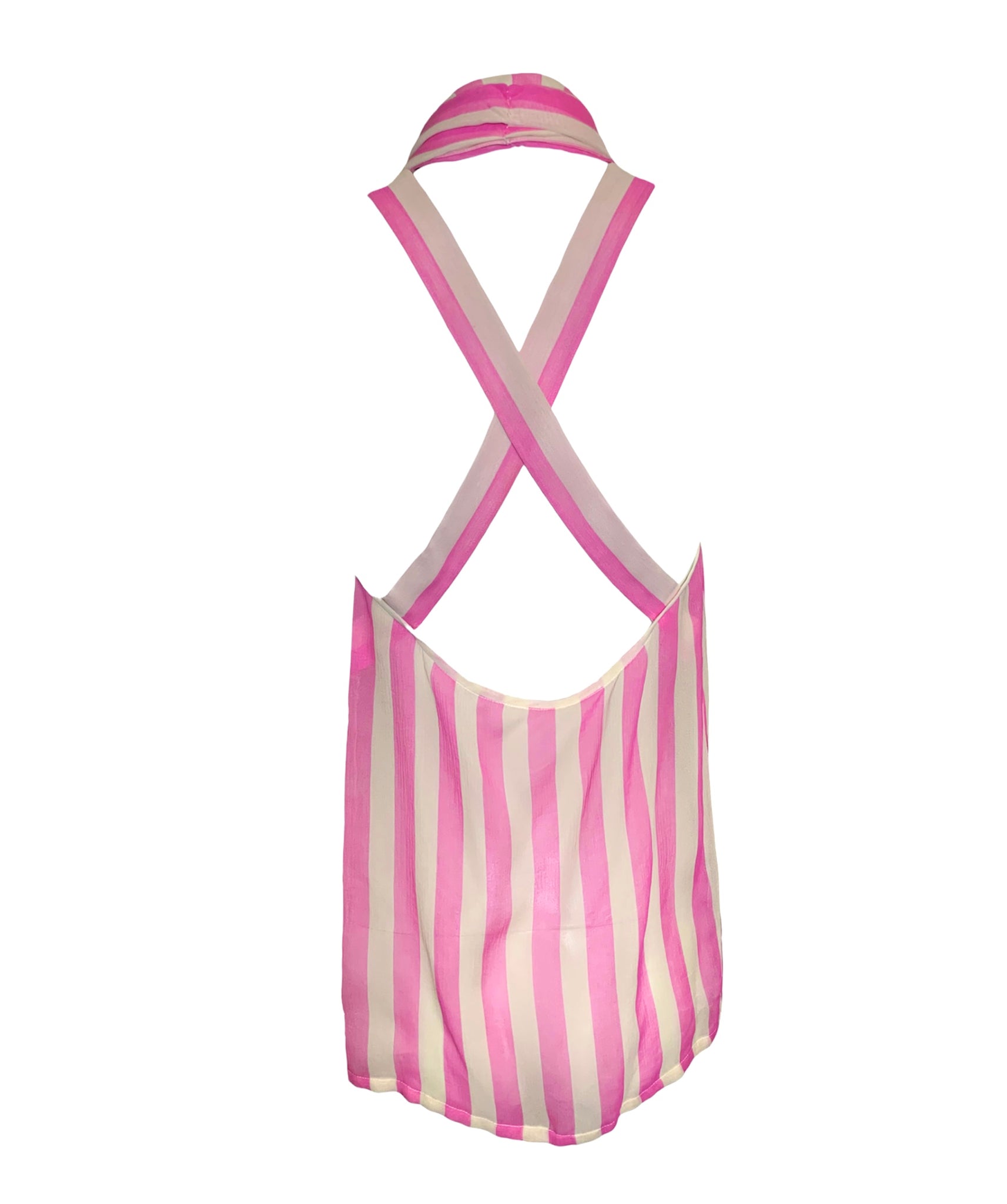 Christian Dior 2000s Pink & White Stripe Silk Chiffon Blouse  BACK 4 of 6