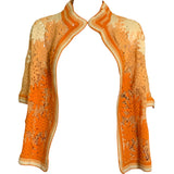 1920's Hand Crocheted Short Sleeve Deco Cardigan In Ombre Ivory to Orange  FRONT 1 of 5