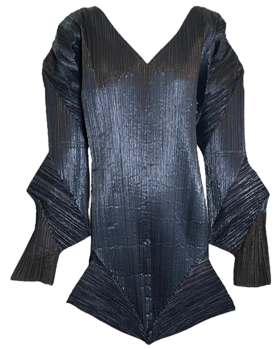  Issey Miyake AW Fall 1994-95  Black Pleated Avant Garde Dress  FRONT 1 of 5