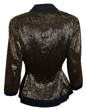 Balmain 50s Haute Couture Copper Beaded Evening Jacket BACK 3 of 6