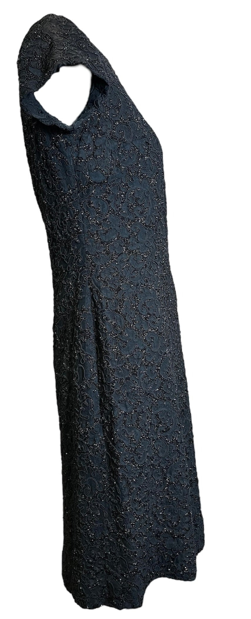 Mingolini Guggenheim Late 50s/Early 60s Black Beaded Dress on Lace SIDE 2 of 5