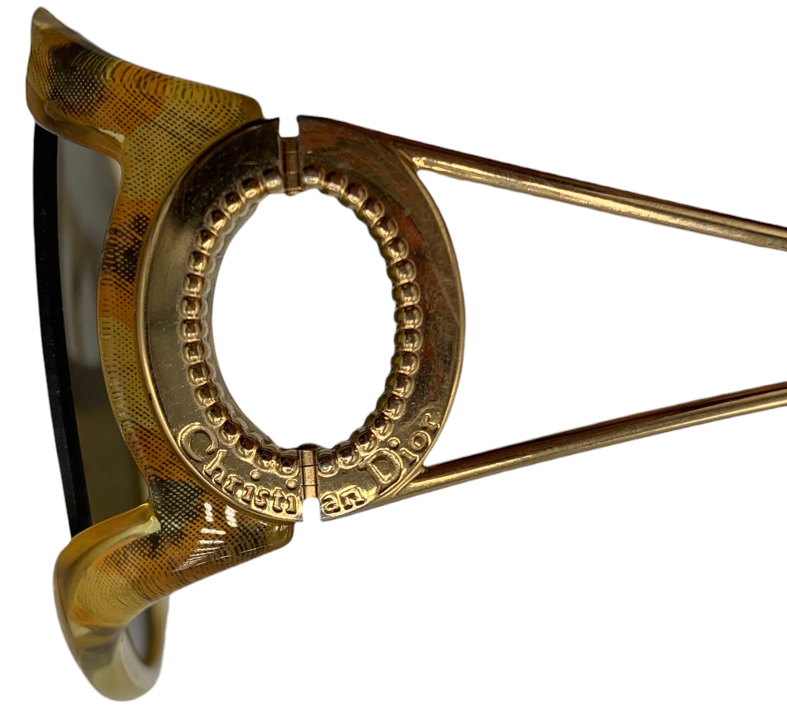 Christian Dior 80s Leopard Oversized Sunglasses - detail