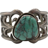 Sandcast Silver Turquoise Stone Cuff