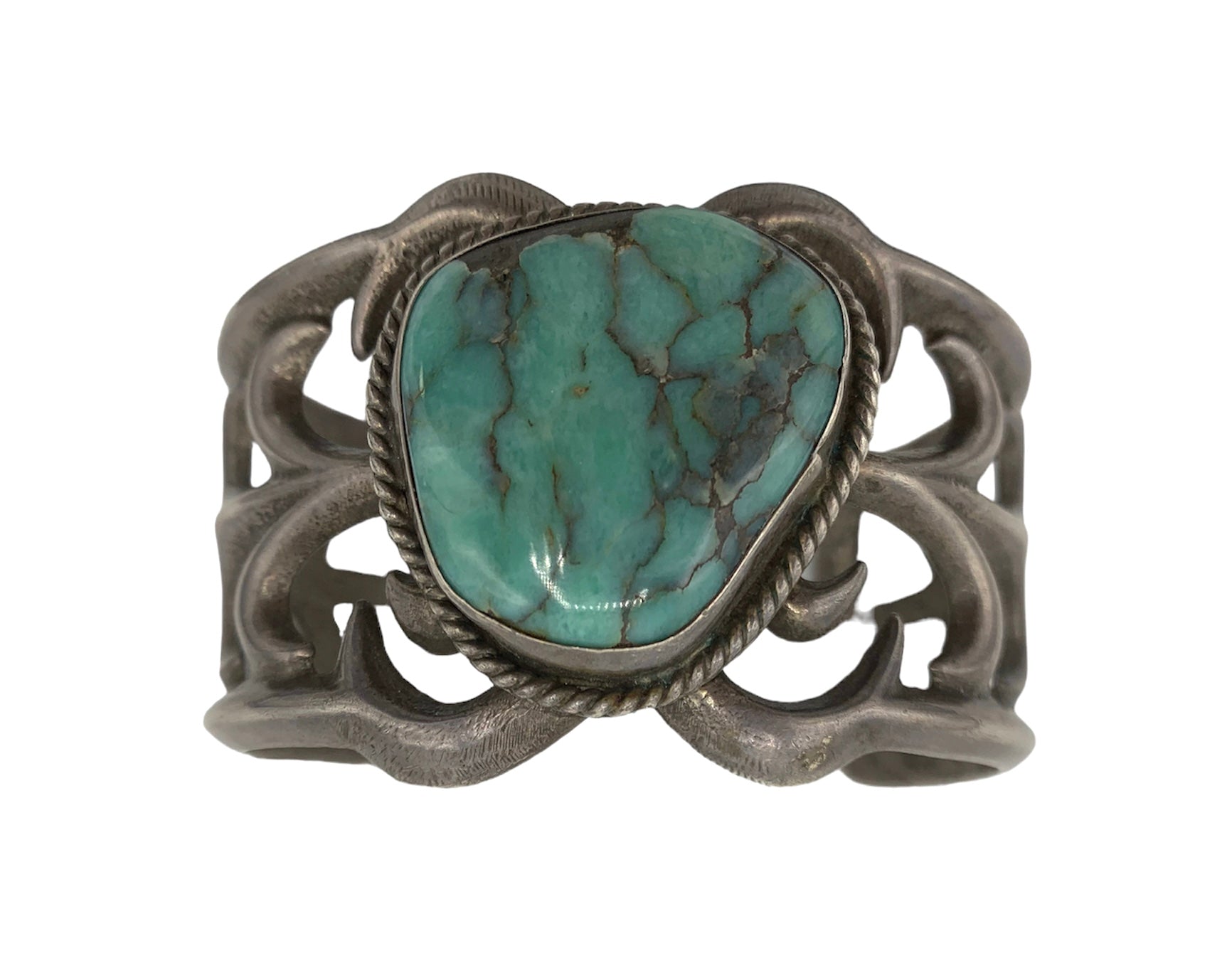 Vintage Sandcast Silver Turquoise Stone Cuff The Way We Wore
