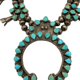  Zuni 50s Petit Point Turquoise & Silver Squash Blossom NecklaceDETAIL PENDANT 3 of 6