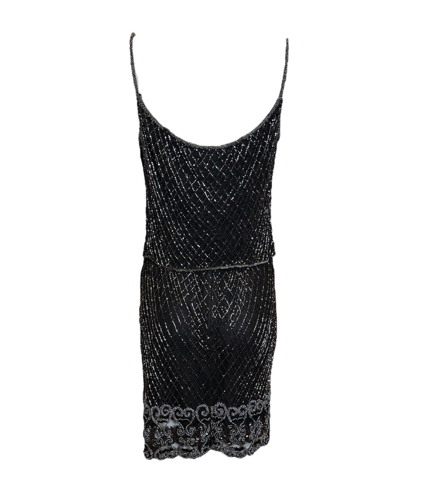 Badgley Mishka Root Beer Densely Beaded 3-Piece Ensemble, back no jacket