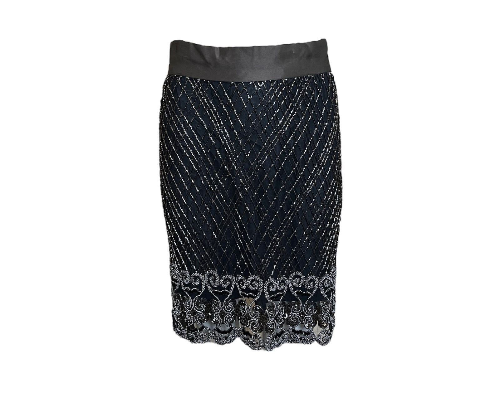 Badgley Mishka Root Beer Densely Beaded 3-Piece Ensemble, skirt