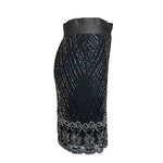 Badgley Mishka Root Beer Densely Beaded 3-Piece Ensemble, skirt side