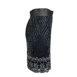 Badgley Mishka Root Beer Densely Beaded 3-Piece Ensemble, skirt side