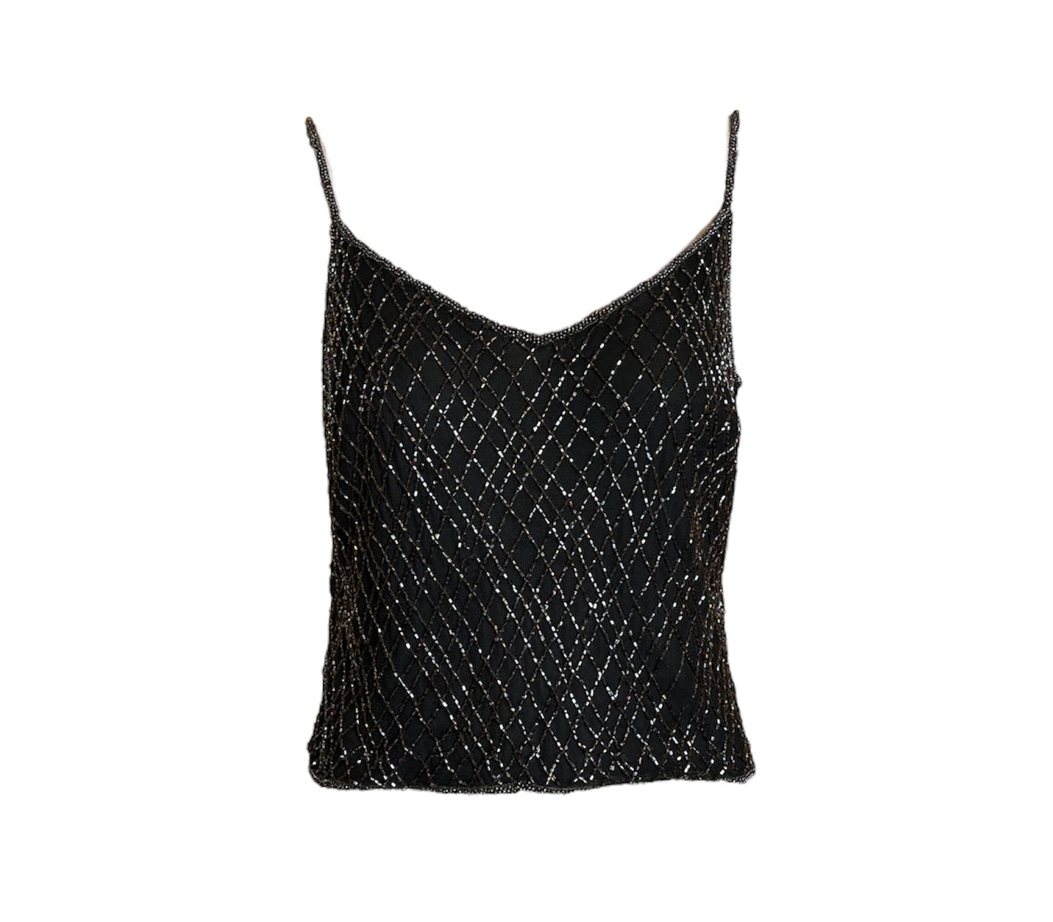 Badgley Mishka Root Beer Densely Beaded 3-Piece Ensemble, camisole