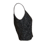 Badgley Mishka Root Beer Densely Beaded 3-Piece Ensemble, camisole side