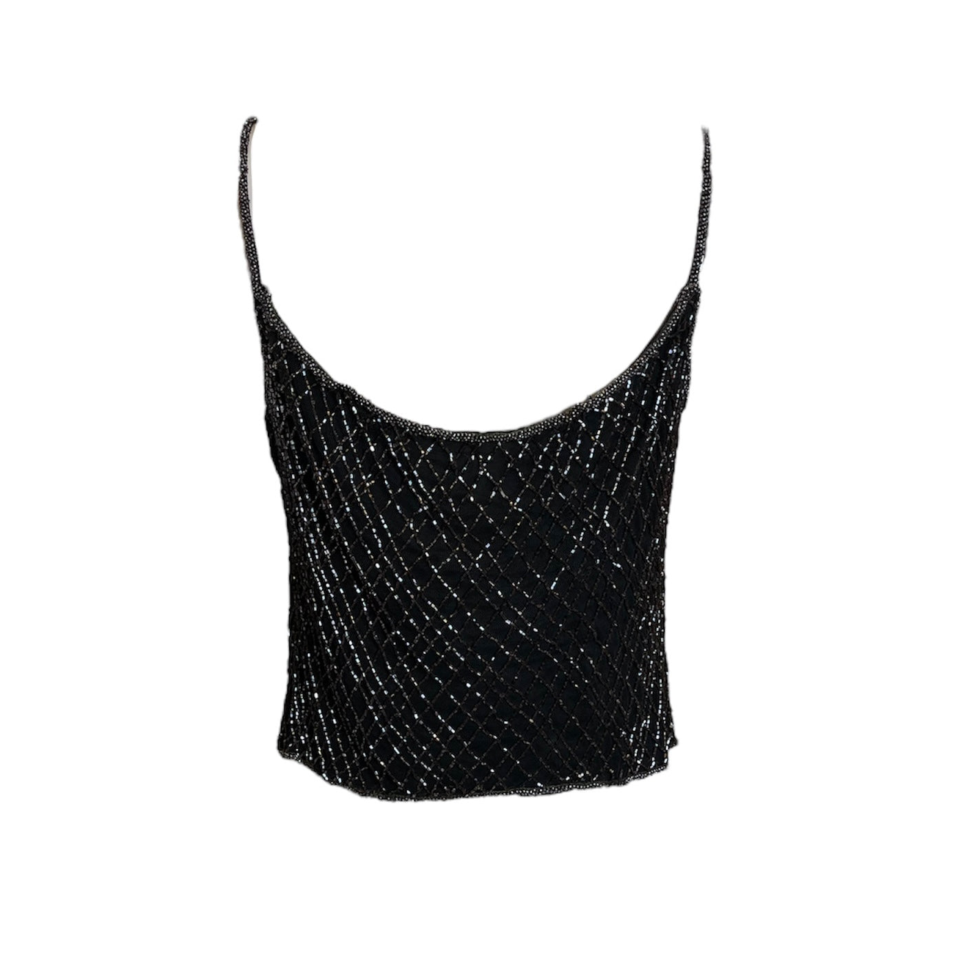 Badgley Mishka Root Beer Densely Beaded 3-Piece Ensemble, camisole back