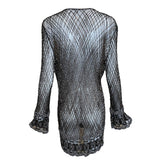 Badgley Mishka Root Beer Densely Beaded 3-Piece Ensemble, jacket back