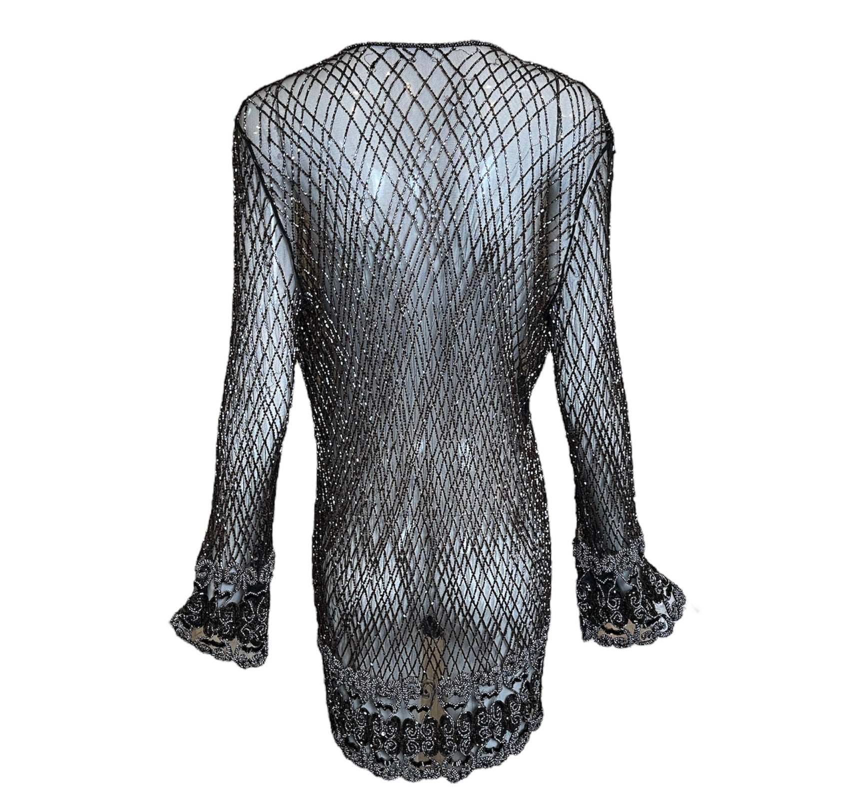 Badgley Mishka Root Beer Densely Beaded 3-Piece Ensemble, jacket back