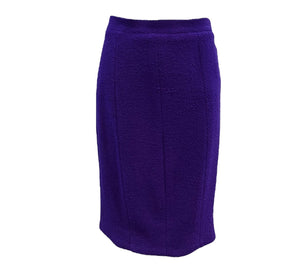  Chanel 2000s Purple Nubby Wool Skirt Suit SKIRT 5 of 8