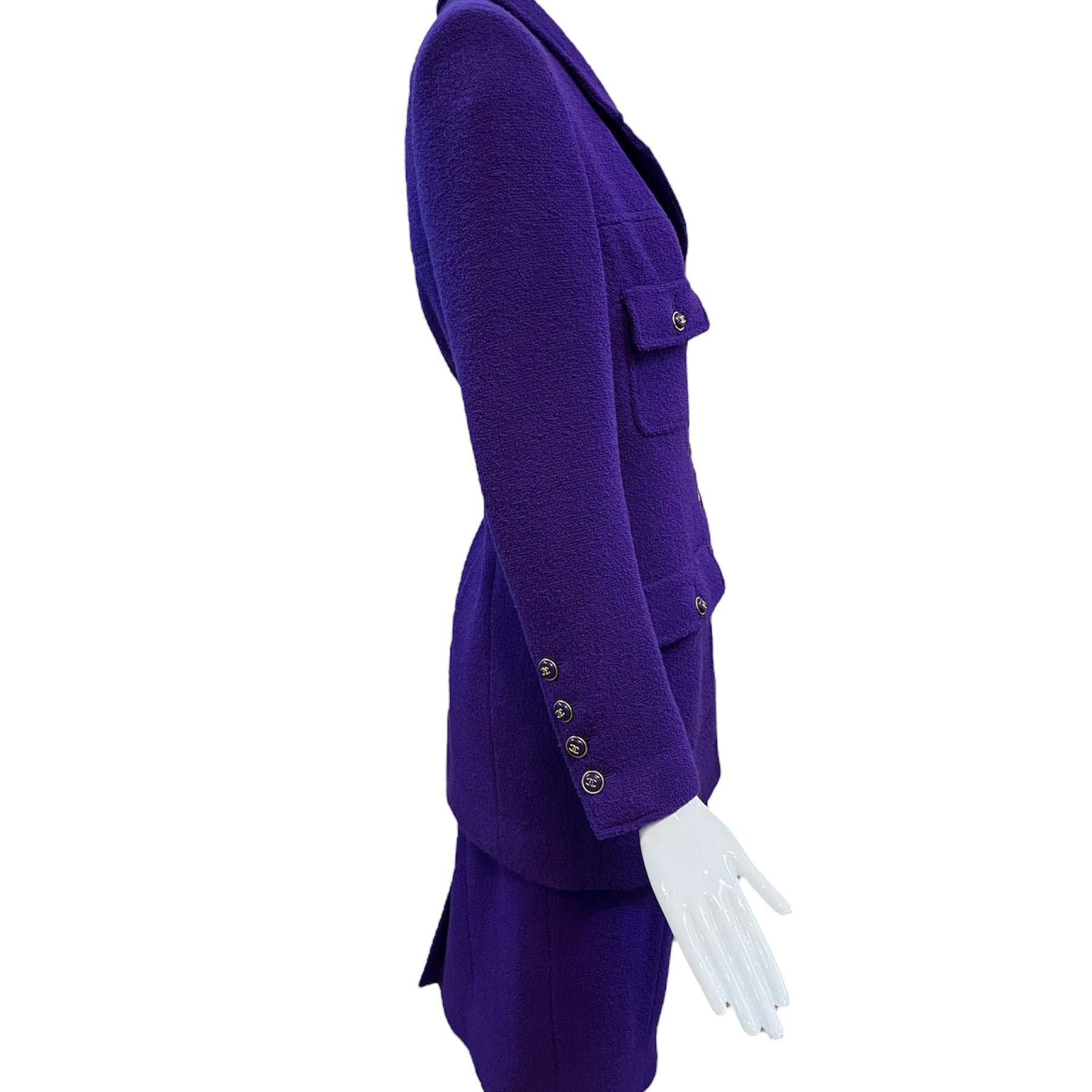  Chanel 2000s Purple Nubby Wool Skirt Suit SIDE 2 of 8