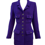  Chanel 2000s Purple Nubby Wool Skirt Suit JACKET 4 of 8