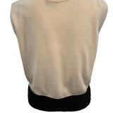 Chanel Y2K Two Tone Ivory Tank Style Sweater with Black Satin Waist Tie, back