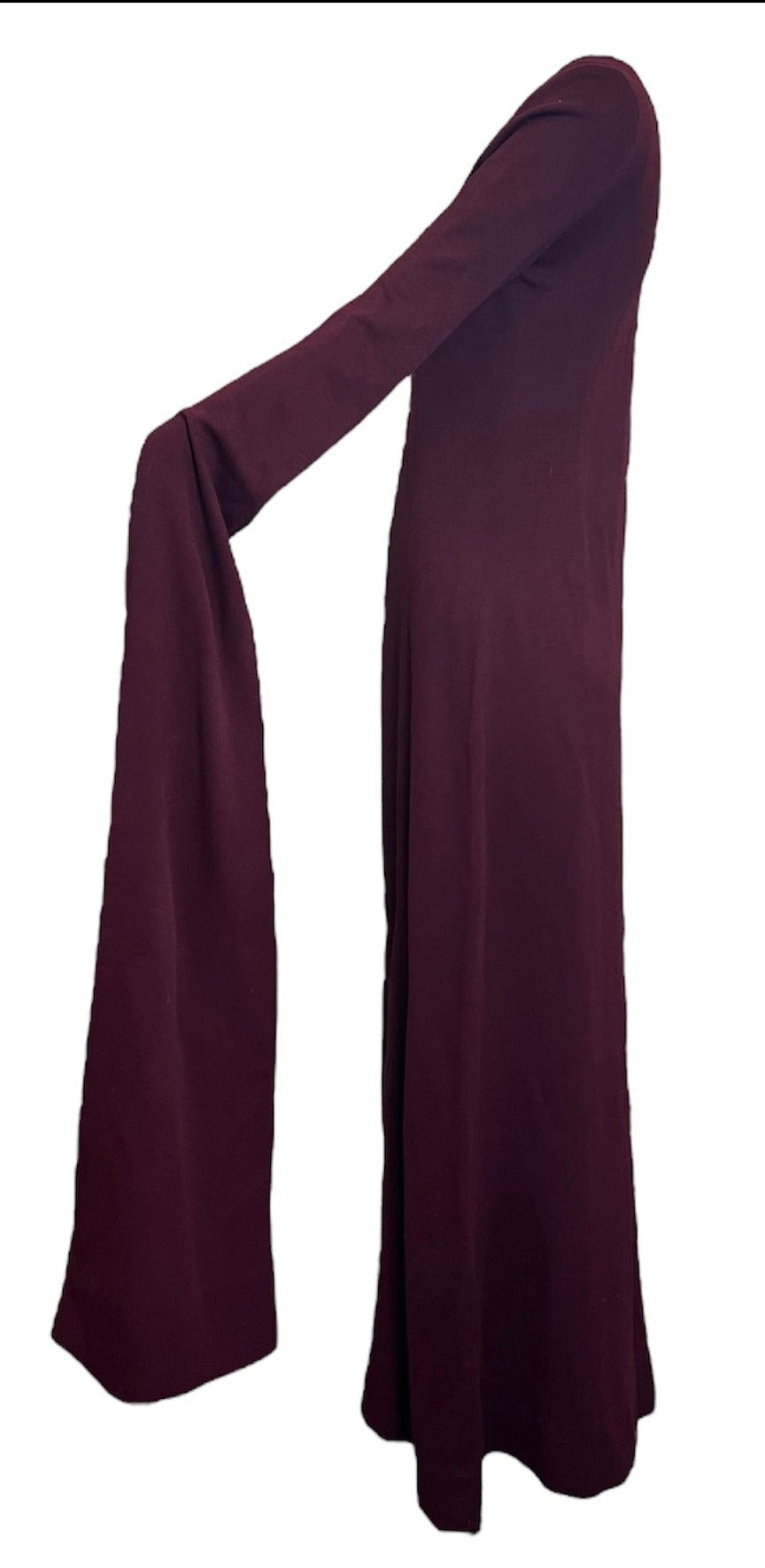 Joshua Tree California 1970s Wine Colored Maxi Dress with Medieval Sleeves  SIDE 2 of 4