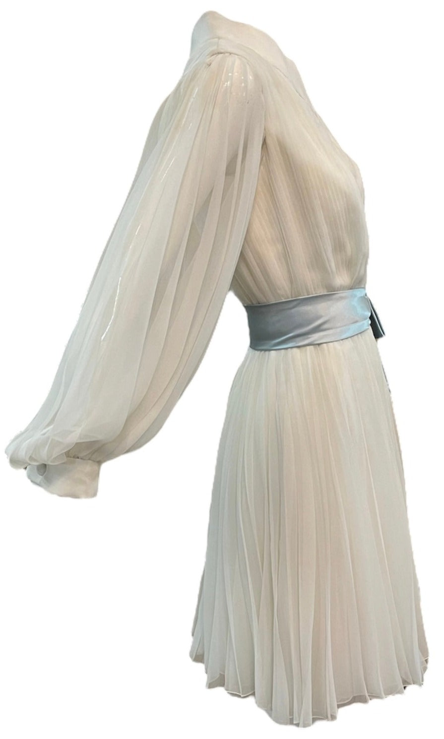   William Travilla 60s White Poly Chiffon Pleated Party Dress SIDE 2 of 5