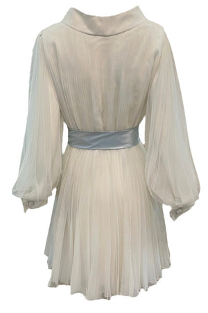   William Travilla 60s White Poly Chiffon Pleated Party Dress  BACK 3 of 5