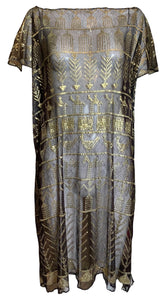  1920s Assuit Dress with Hand Hammered Brass FRONT 1 of 4