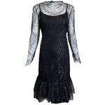 Bill Blass 80's Black Lace Dress w/ Slip FRONT 1 OF 4
