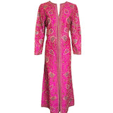 1960s Pink Paisely Beaded Embroidered Kaftan Dress FRONT PHOTO 1 OF 5