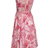 Dixie Lou Frock '50s Red Block Print Day Dress BACK