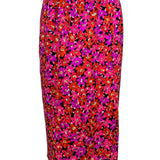 1989 Saint Laurent Magenta Silk Floral Print Dress Ensemble SKIRT BACK