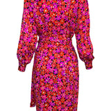 1989 Saint Laurent Magenta Silk Floral Print Dress Ensemble FULL ENSEMBLE BACK