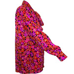 1989 Saint Laurent Magenta Silk Floral Print Dress Ensemble BLOUSE SIDE