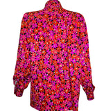 1989 Saint Laurent Magenta Silk Floral Print Dress Ensemble BLOUSE BACK